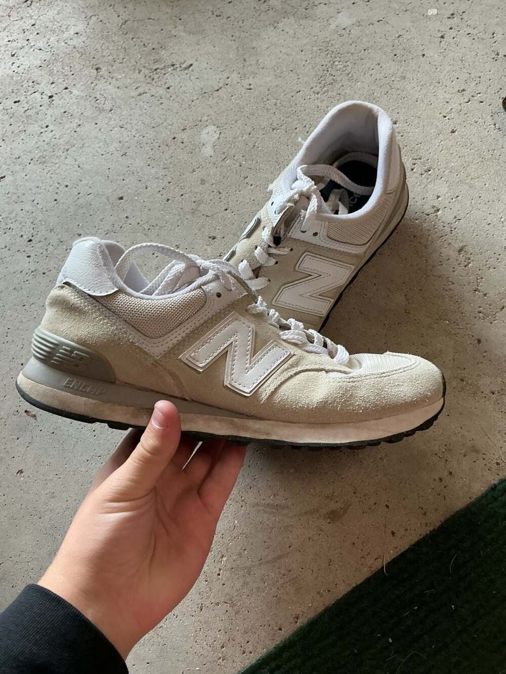 New Balance 574 Classic Nimbus Cloud White Sneakers 7 youth